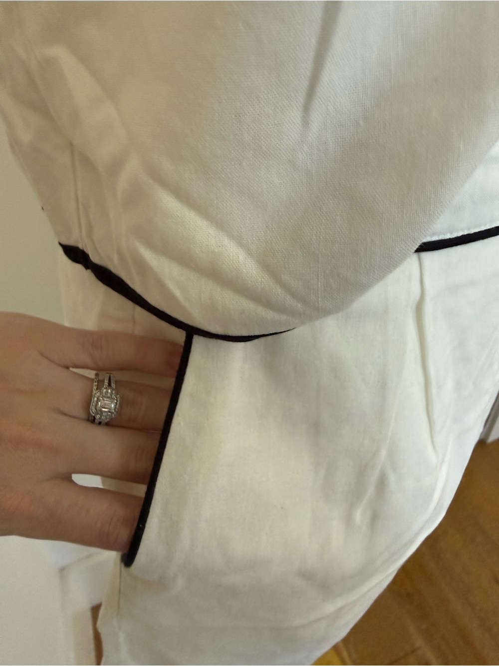 White Two-Piece Set with Black Trim - Picture 5 of 6